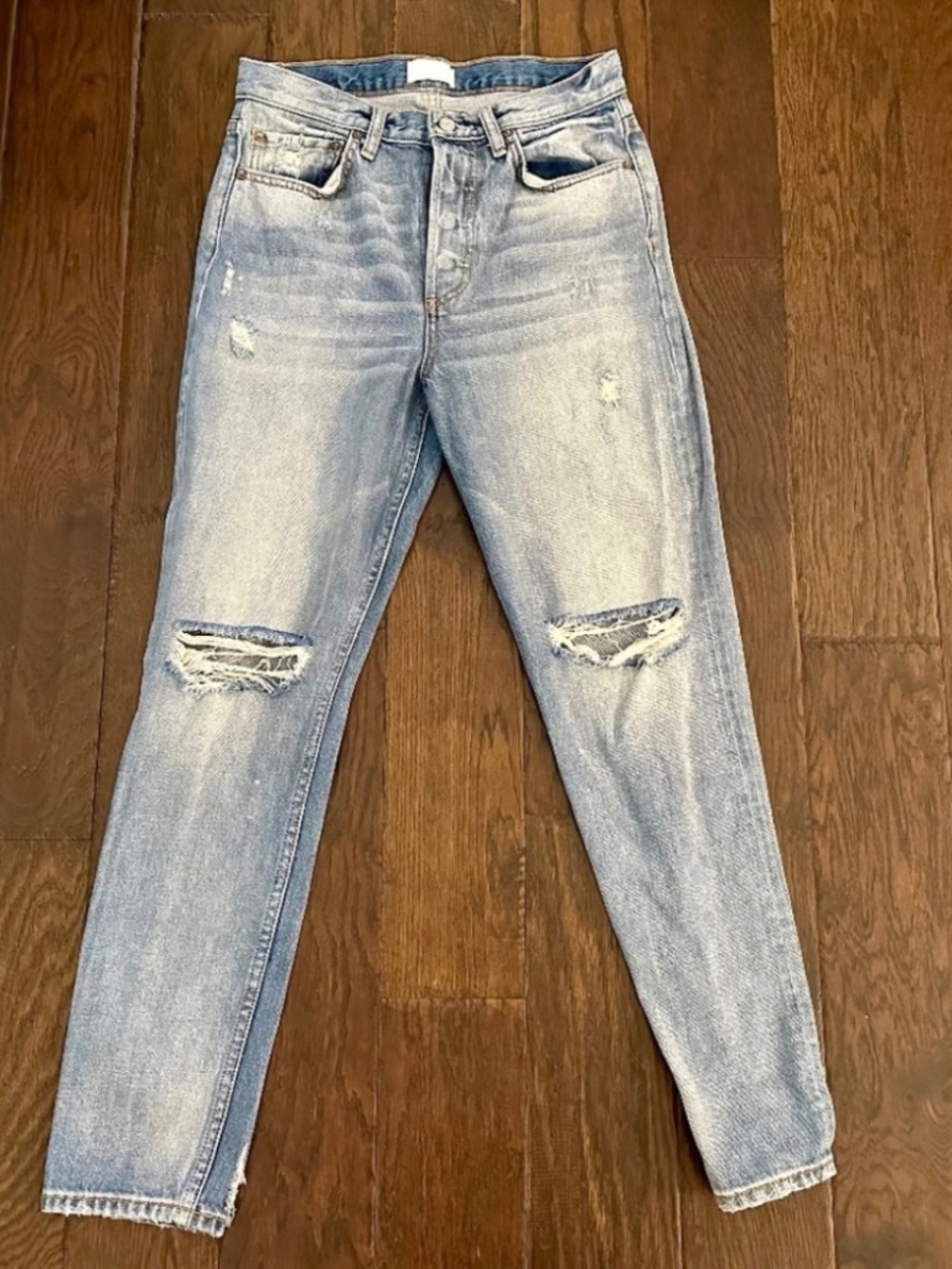 BOYISH Billy High Waist Slim Straight Jeans in Easy Rider | Size 27 | Distressed - Picture 5 of 10